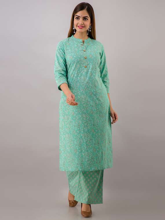 women three quarter sleeve kurta palazzo set  - 21393524 -  Zoom Image - 0