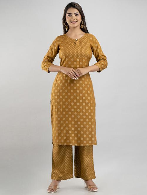 gold kurta palazzo set - 21393543 - Standard Image - 0