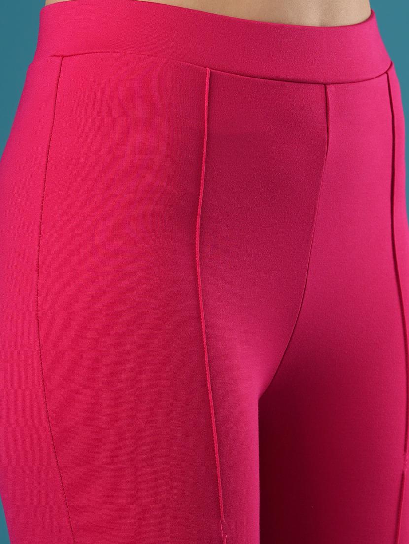 globus women hot pink mid rise stretchable skinny fit workwear treggings - 21393569 - Standard Image - 5