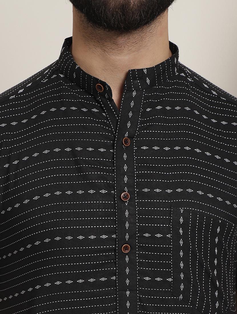 men mandarin neck printed short kurta - 21393730 - Standard Image - 5