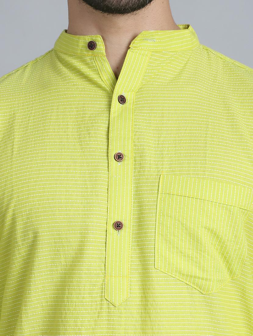 men mandarin neck striped long kurta - 21393731 - Standard Image - 5