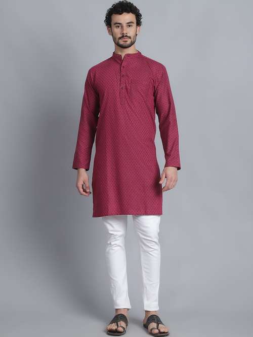 men self design mandarin neck long kurta - 21393741 -  Standard Image - 0