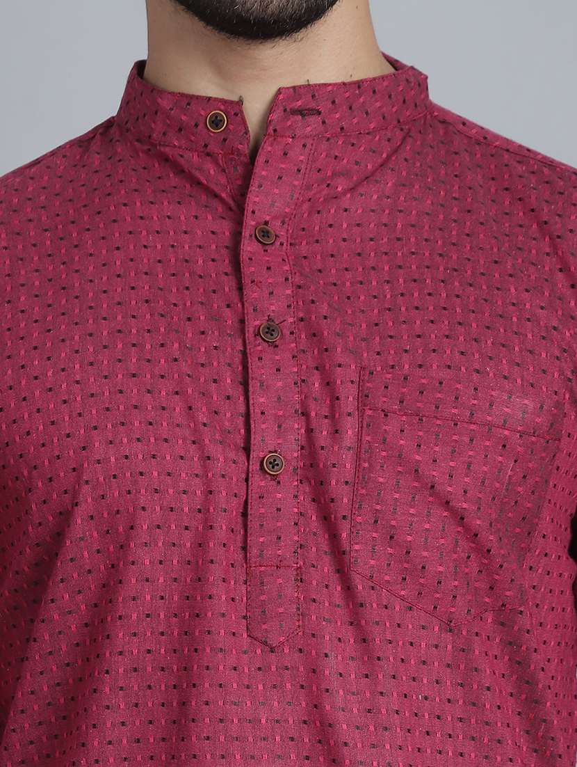 men self design mandarin neck long kurta - 21393741 -  Standard Image - 5