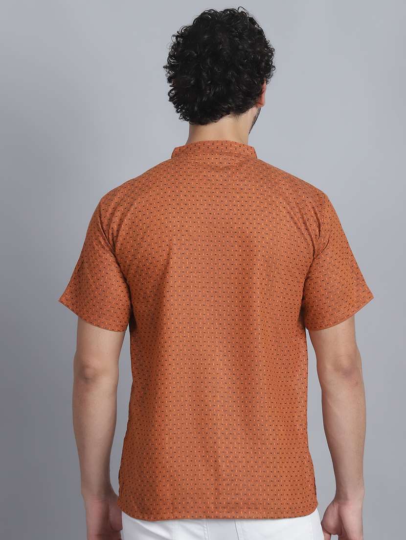 men mandarin neck printed short kurta - 21393744 -  Standard Image - 3