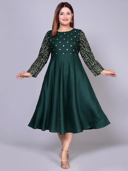 women bottle green a-line ethnic dress - 21393781 - Standard Image - 0