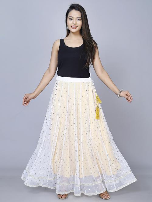 women yellow viscose flared skirt - 21393848 - Standard Image - 0