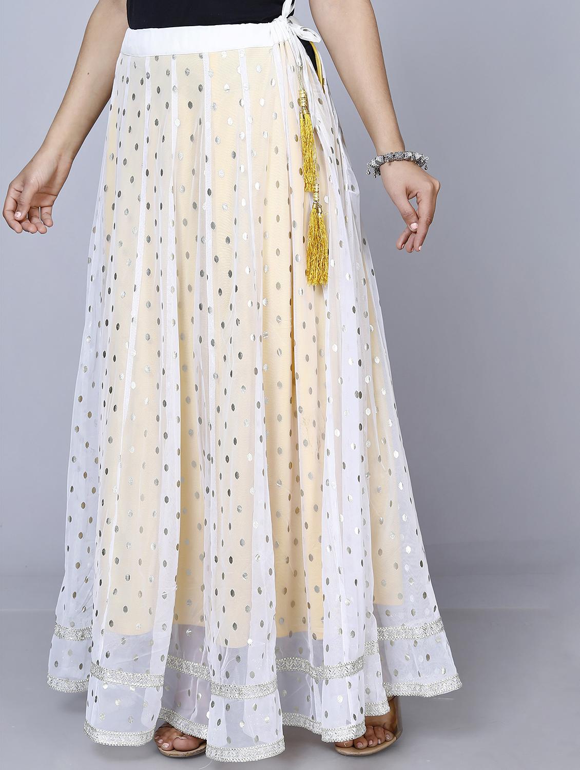 women yellow viscose flared skirt - 21393848 - Standard Image - 3
