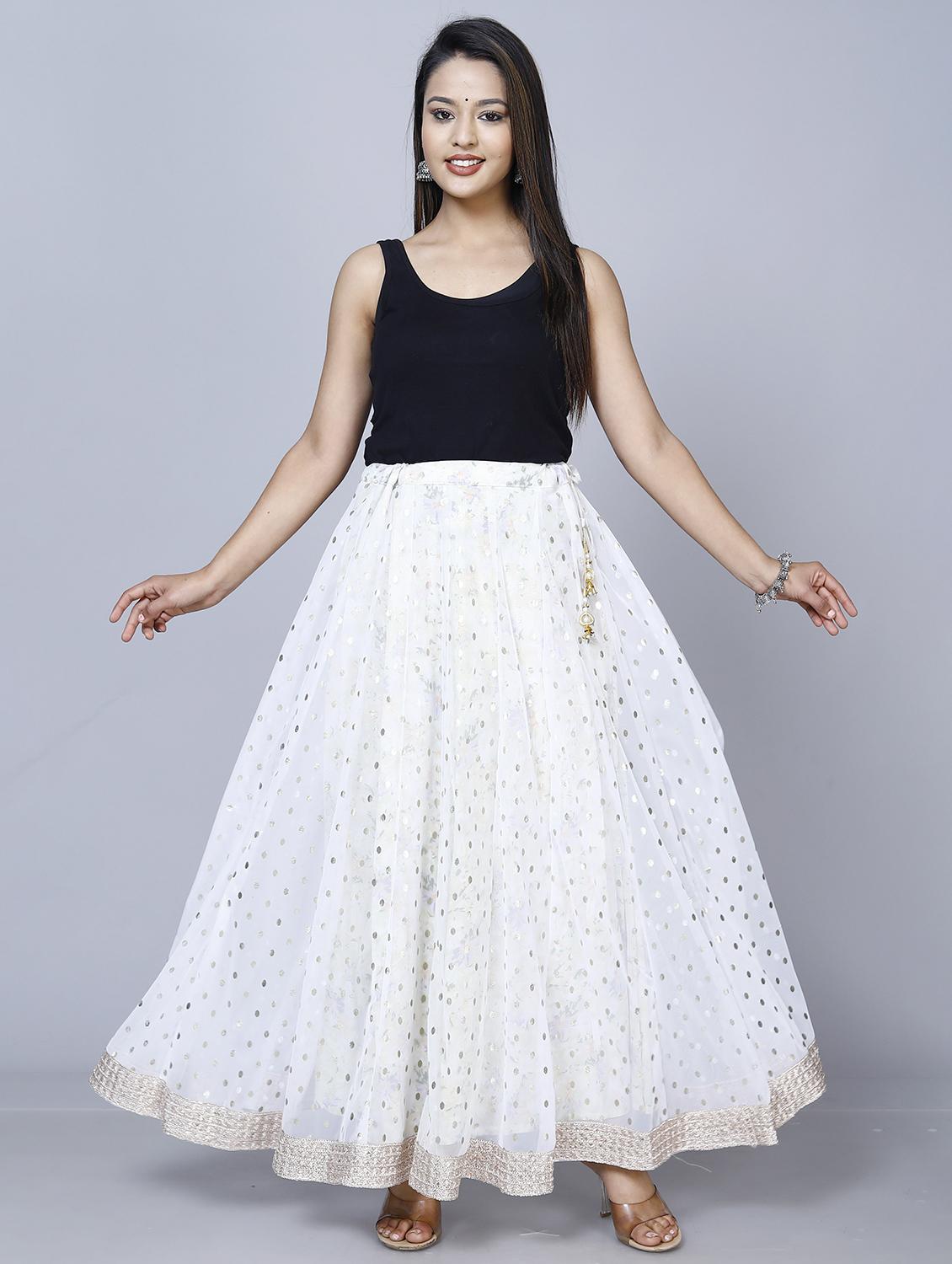 women white viscose flared skirt - 21393850 - Zoom Image - 0
