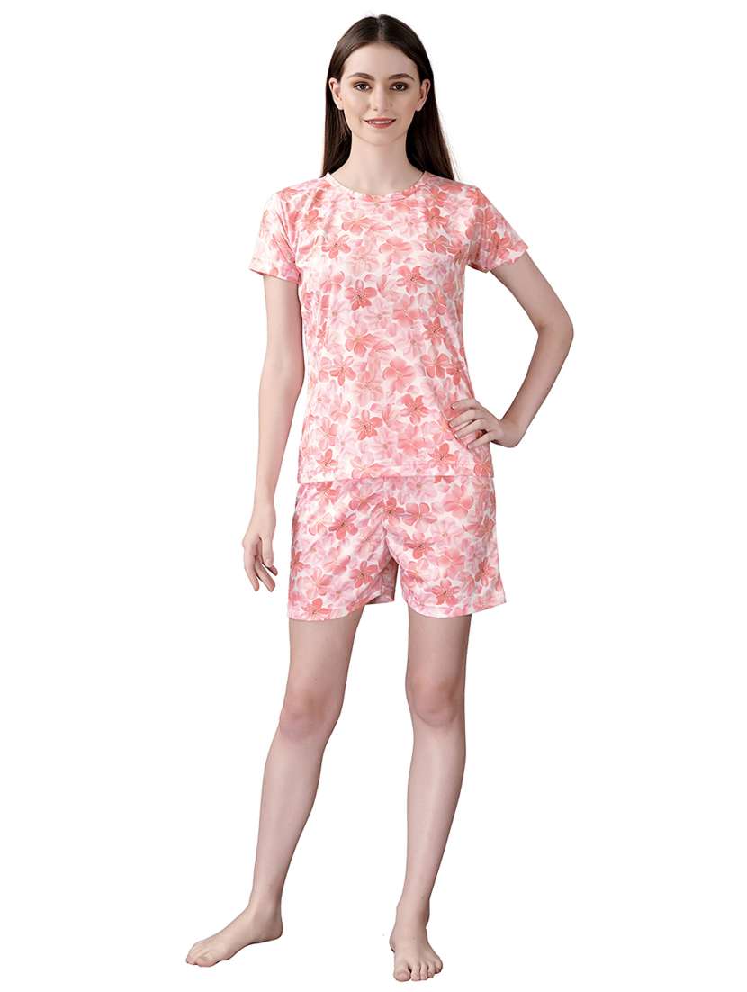 women printed shorts nightwear set