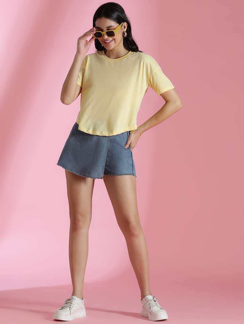 women blue denim skorts - 21394907 - Standard Image - 5