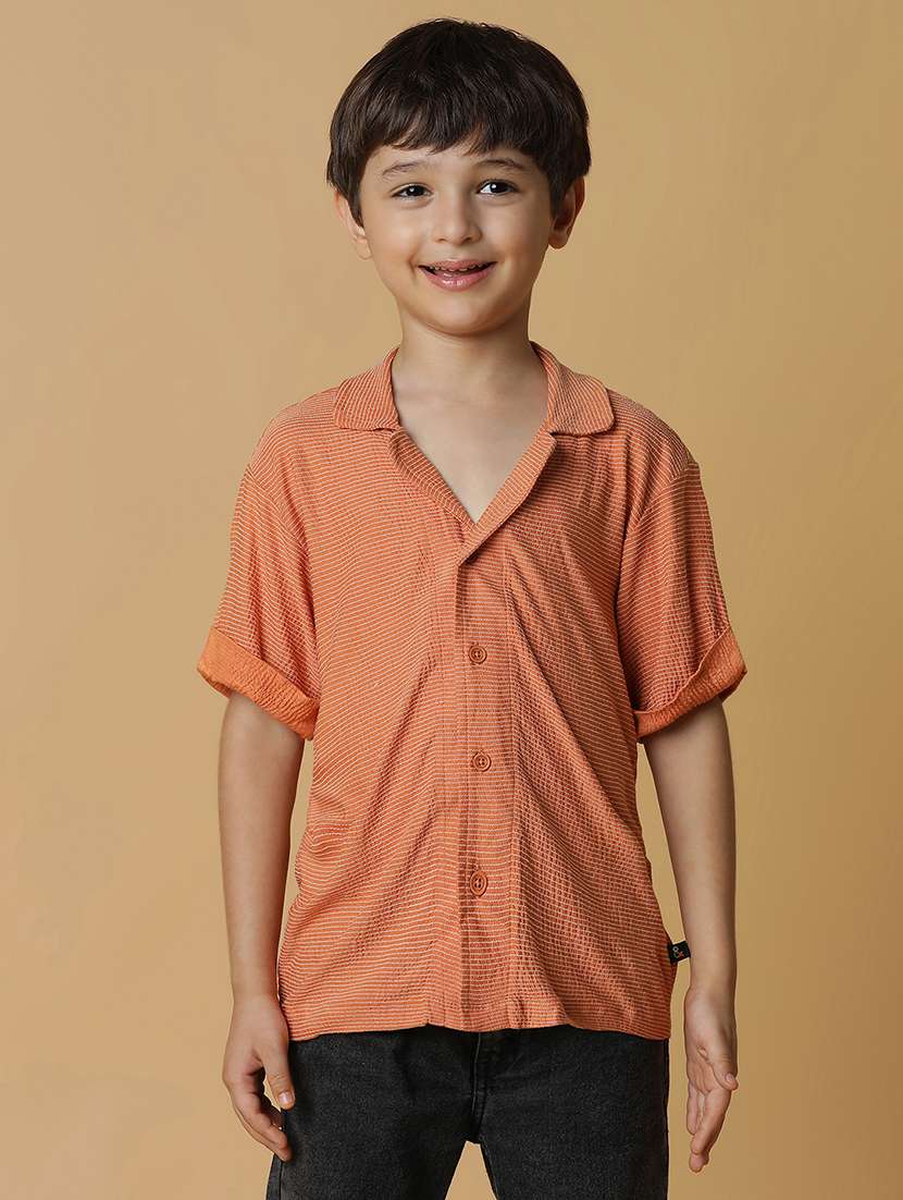 boys orange cotton shirt