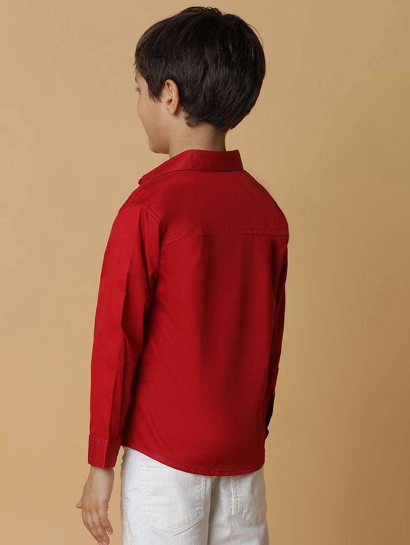 boys red cotton shirt - 21395168 - Standard Image - 3
