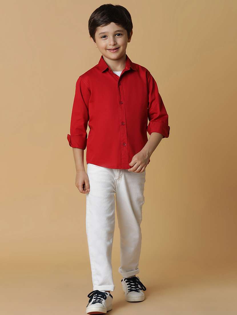 boys red cotton shirt - 21395168 - Standard Image - 5