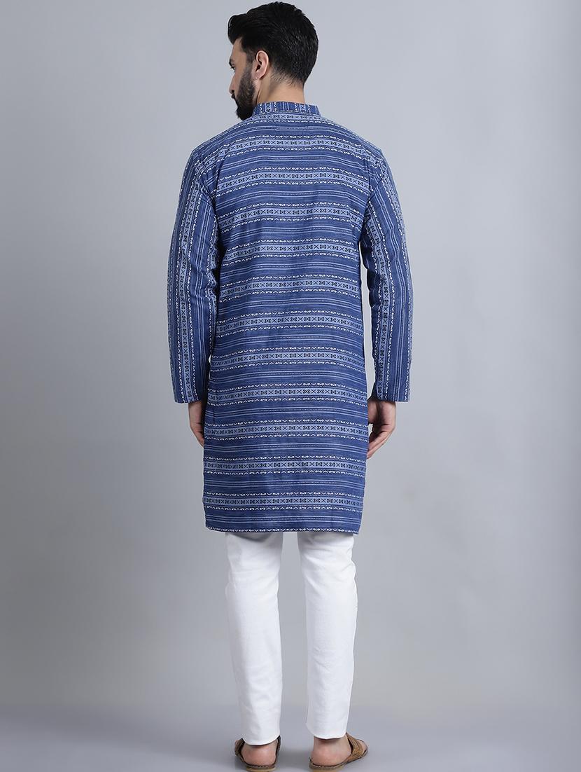 men mandarin neck printed long kurta - 21395183 - Standard Image - 3