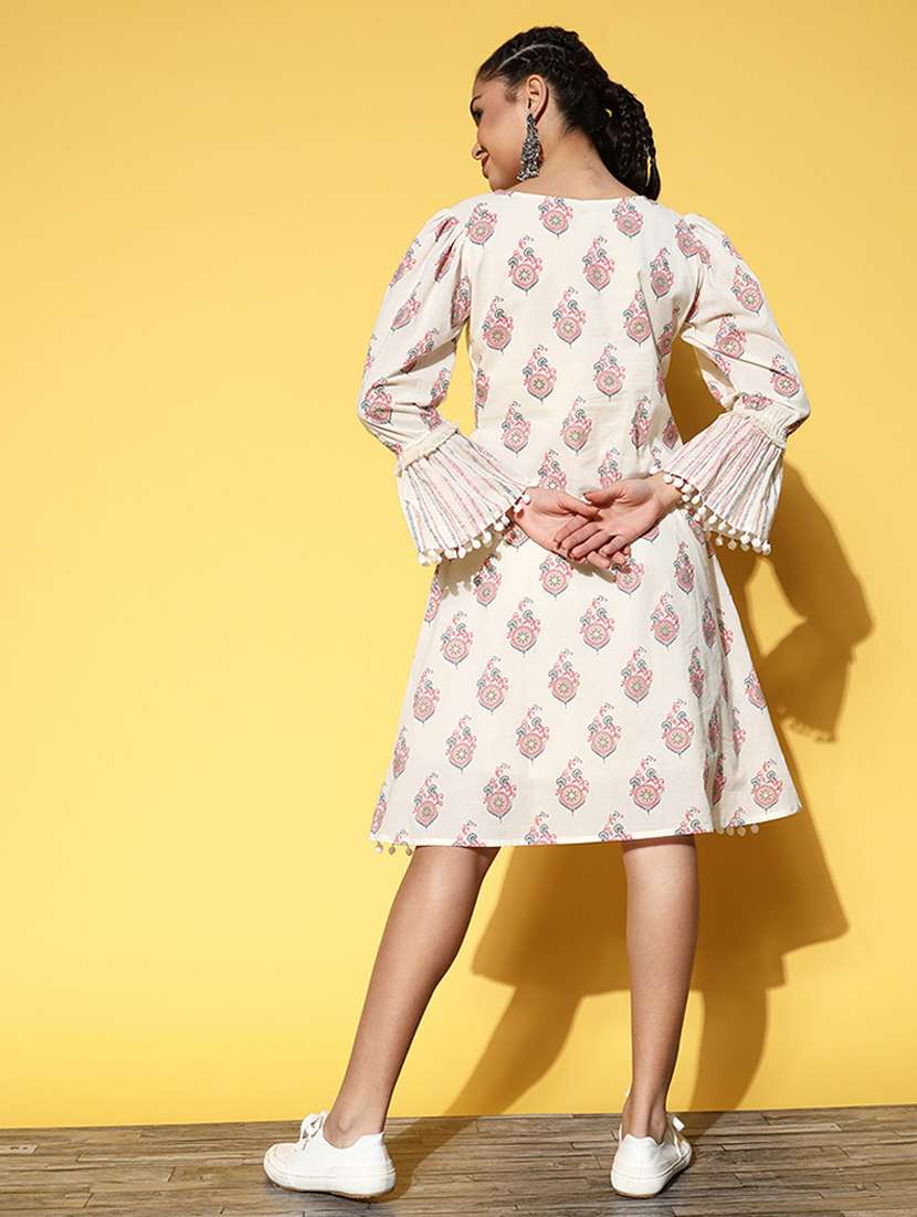 women white cotton a-line dress - 21395247 - Standard Image - 3