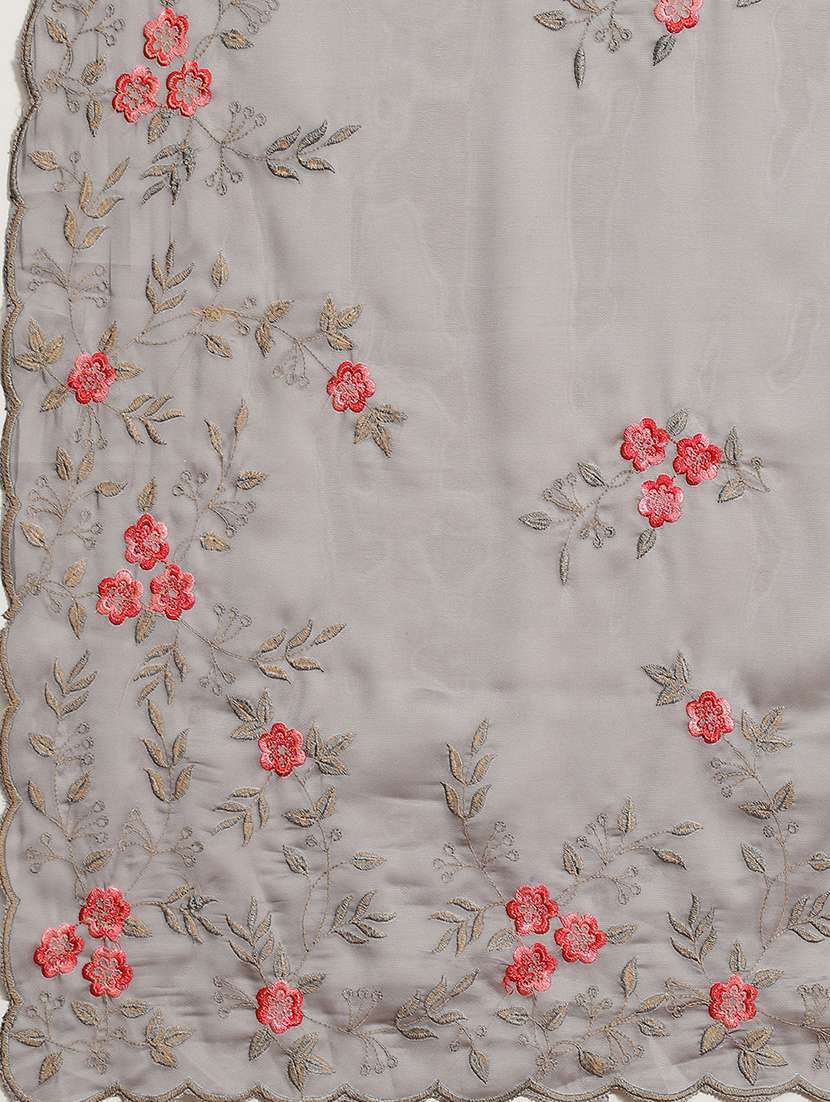 women grey embroidered saree with blouse - 21395278 -  Standard Image - 3
