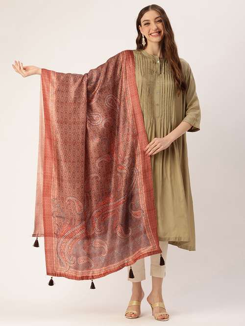 sangam prints multi color cotton printed traditional tassel dupatta - 21395410 -  Standard Image - 0