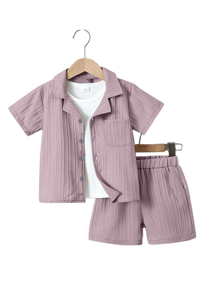 kids mauve cotton lycra shorts set - 21395490 -  Zoom Image - 0
