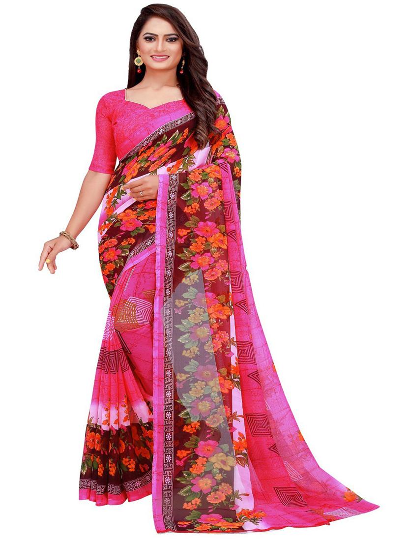 women printed casual wear saree with blouse