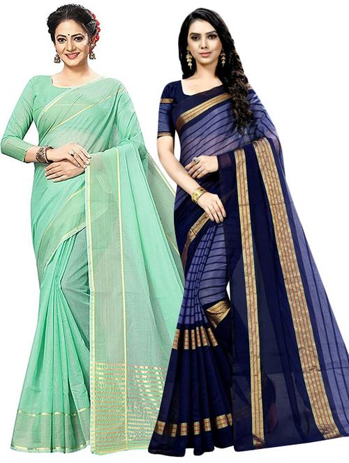 pack of 2 casual wear sarees with blouse - 21395733 -  Standard Image - 0
