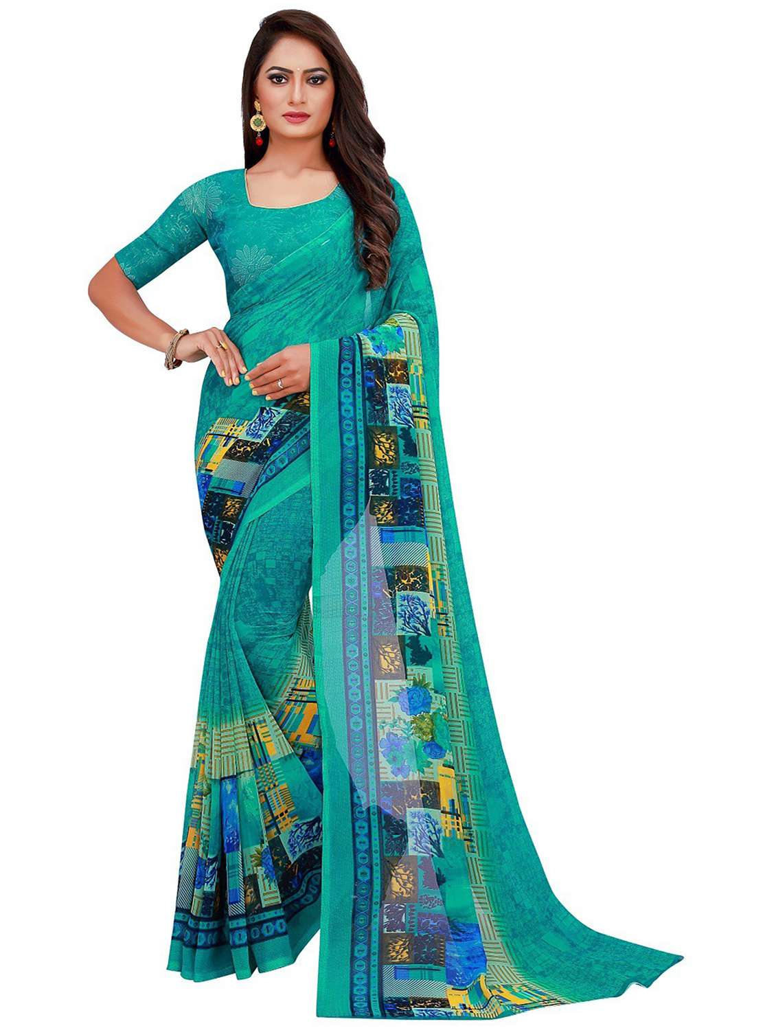 pack of 2 printed casual wear sarees with blouse - 21395892 -  Standard Image - 3