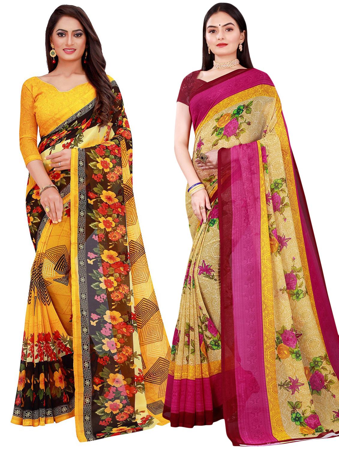 pack of 2 printed casual wear sarees with blouse
