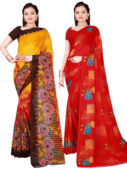 pack of 2 printed casual wear saree with blouse - 21396014 -  Standard Image - 0