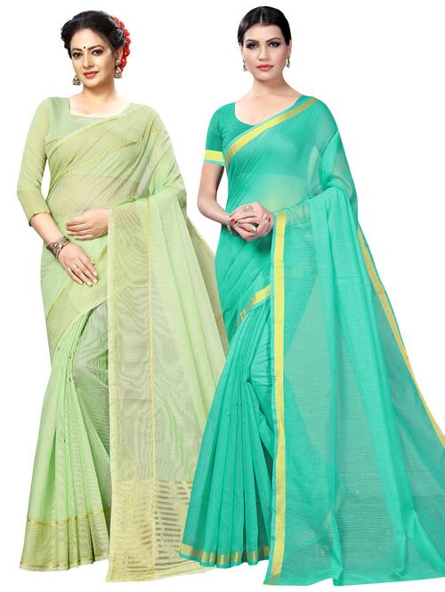 pack of 2 printed casual wear saree with blouse - 21396018 - Standard Image - 0