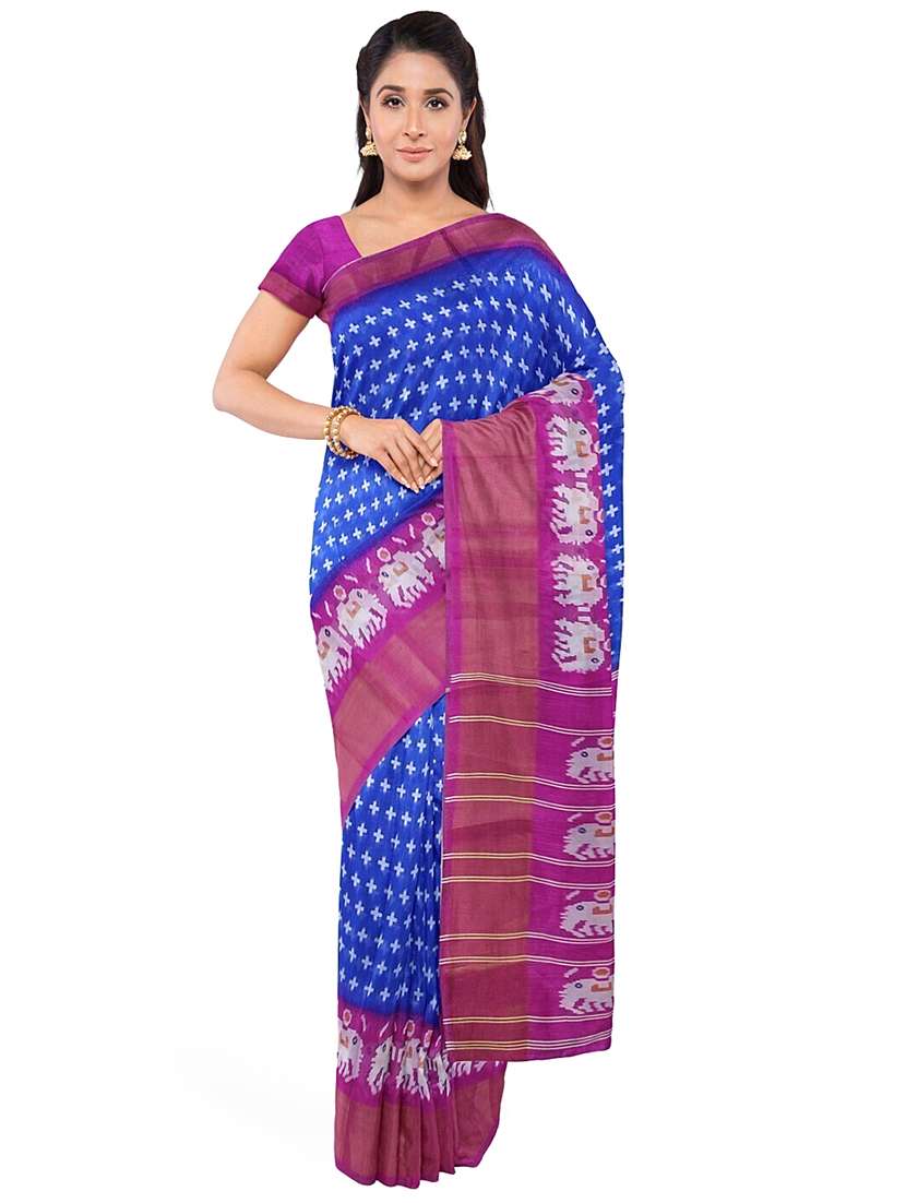 women printed casual saree with blouse
