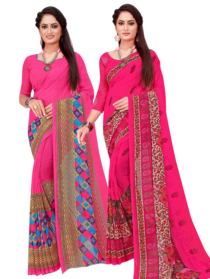 pack of 2 printed saree - 21396994 -  Zoom Image - 0
