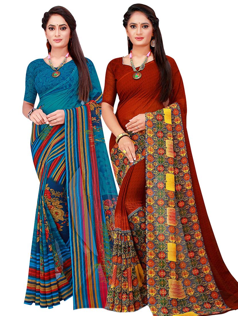 pack of 2 printed saree - 21397018 - Zoom Image - 0