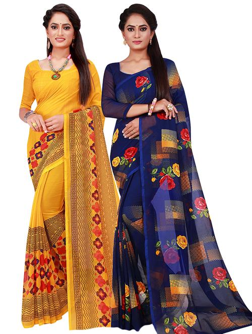 pack of 2 printed saree - 21397039 -  Standard Image - 0