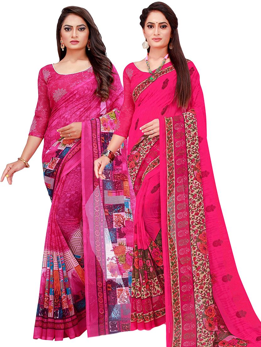 pack of 2 printed saree - 21397092 -  Zoom Image - 0