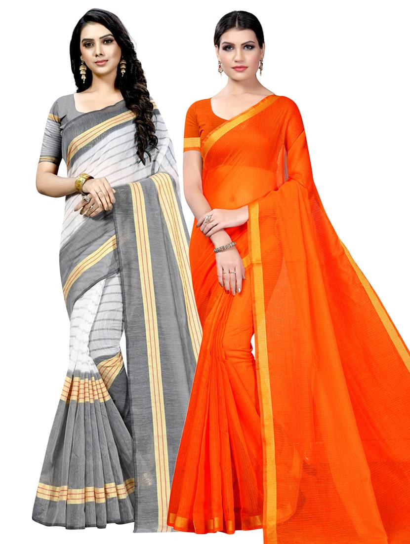 pack of 2 women printed saree with blouse - 21397093 - Zoom Image - 0
