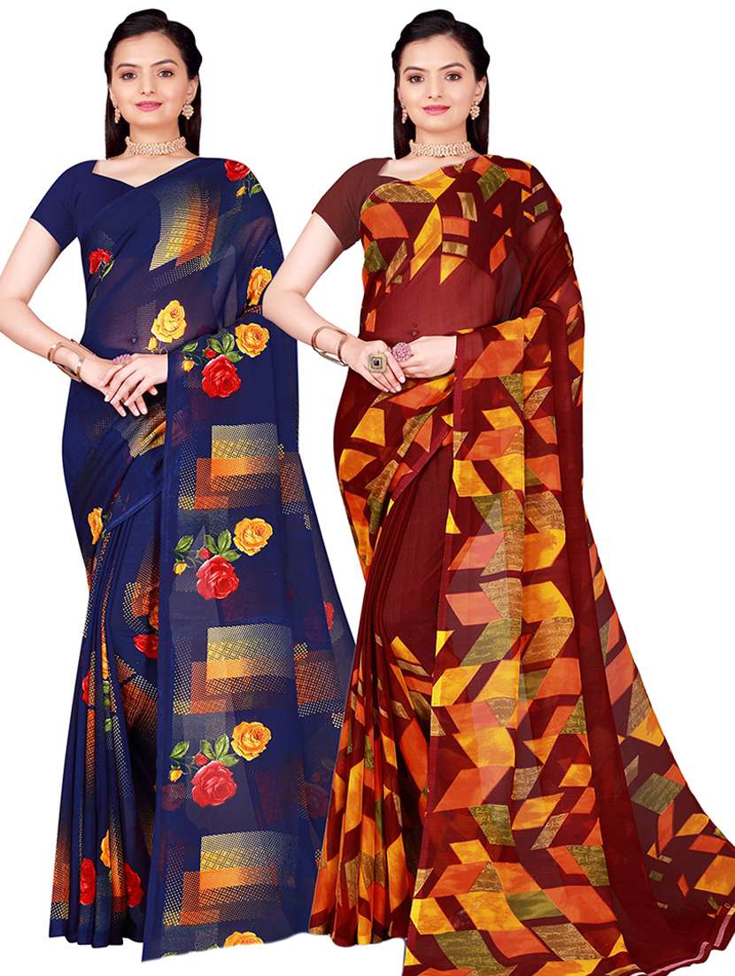 women pack of 2 printed saree - 21397109 - Zoom Image - 0