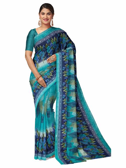 green floral printed saree with blouse - 21397115 -  Standard Image - 0