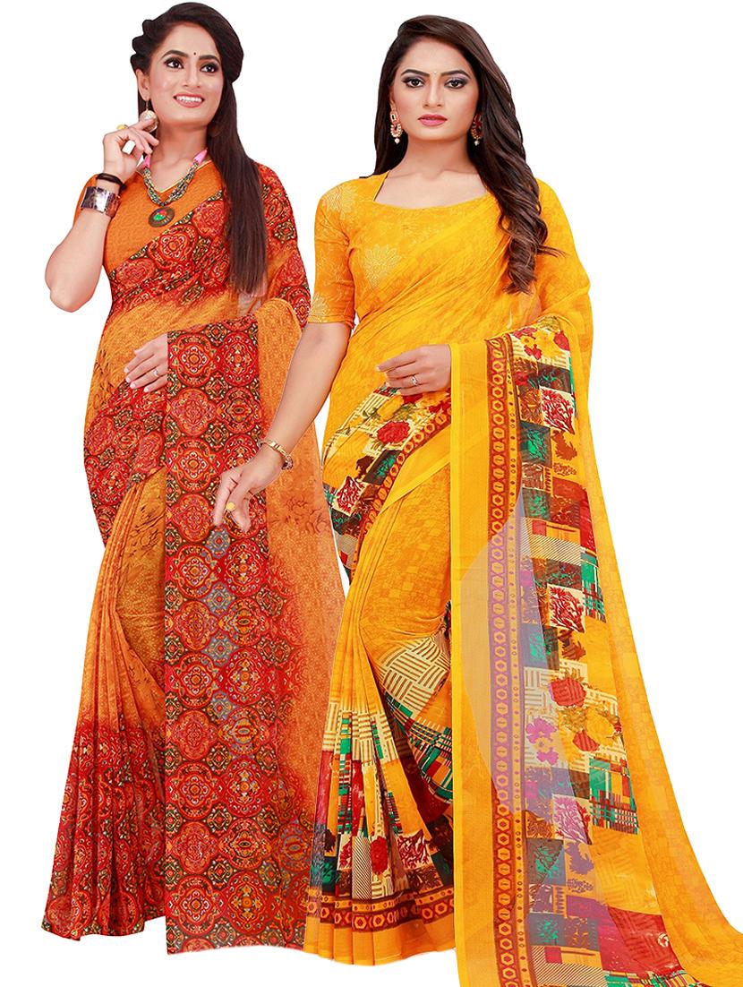 women pack of 2 printed saree - 21397230 - Zoom Image - 0