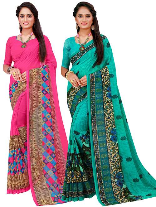 women pack of 2 printed saree - 21397285 - Standard Image - 0