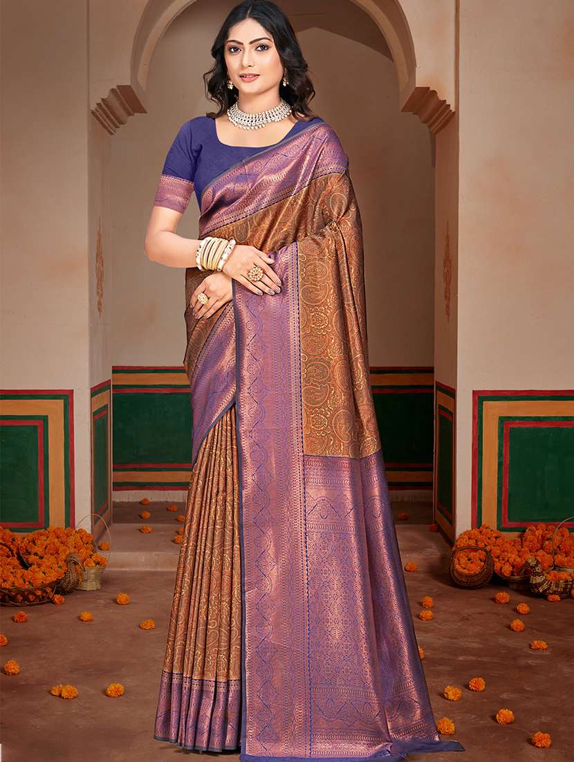 women self design banarasi saree with blouse