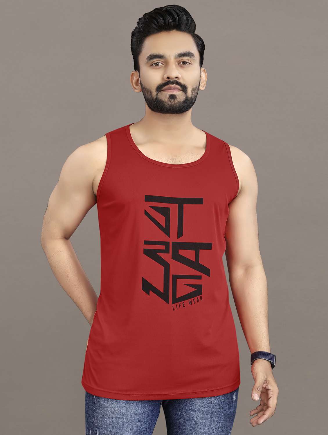 men's typography printed vest - 21397462 -  Zoom Image - 0