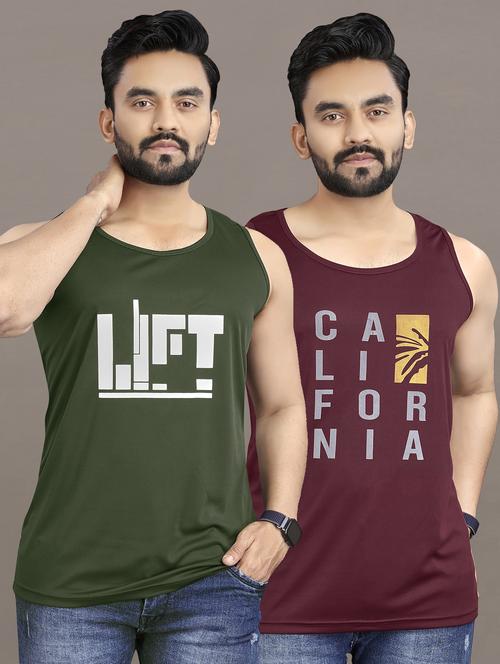 men's pack of 2 printed vest - 21397465 - Standard Image - 0