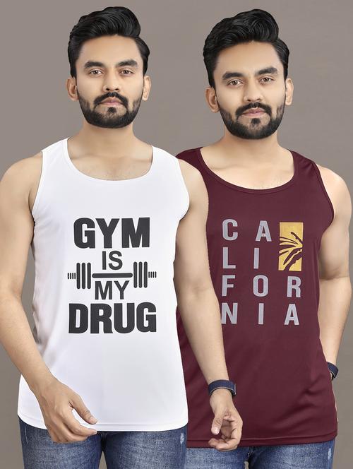 men's pack of 2 printed vest - 21397471 -  Standard Image - 0