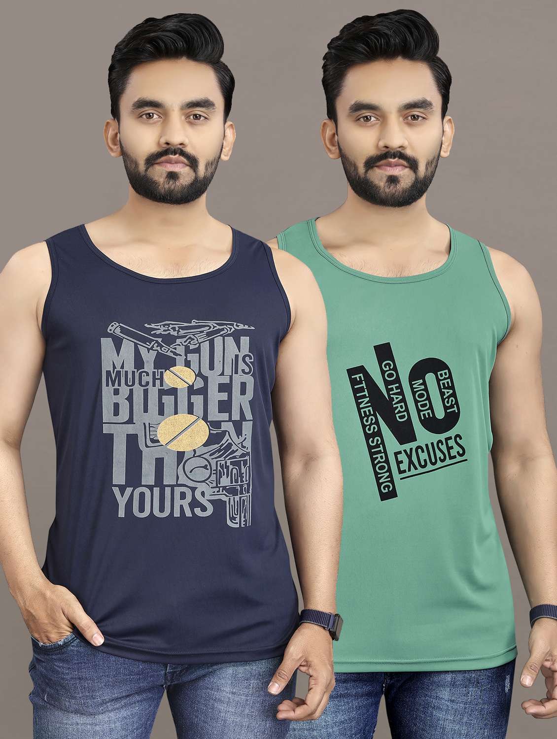 men's pack of 2 printed vest