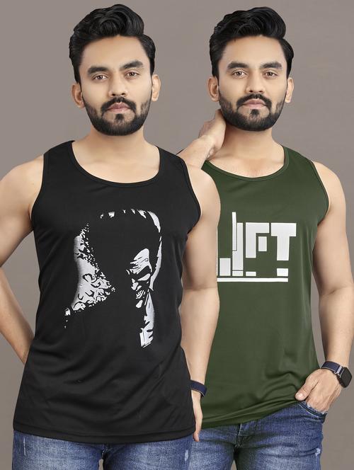 men's pack of 2 printed vest - 21397481 -  Standard Image - 0