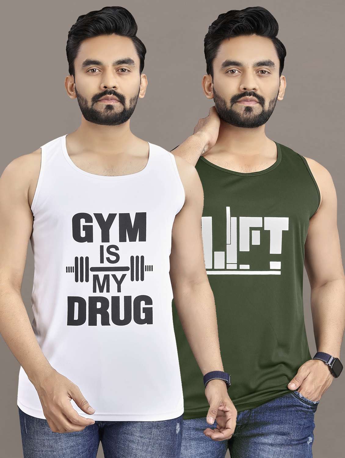 men's pack of 2 printed vest