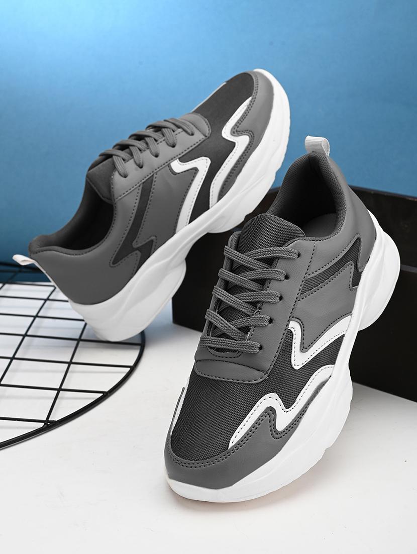grey color block lace-up sneaker - 21397522 -  Zoom Image - 0
