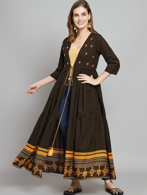brown embroidered regular shrug - 21398318 -  Standard Image - 0