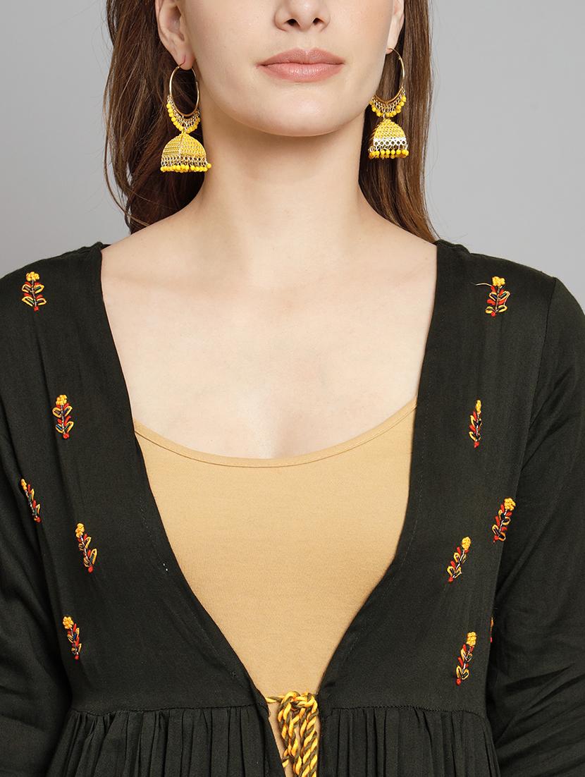 green embroidered regular shrug - 21398320 - Standard Image - 3