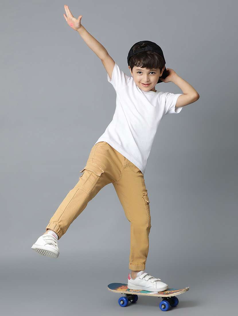 boys khaki lycra blend cargos trouser - 21399203 -  Standard Image - 5