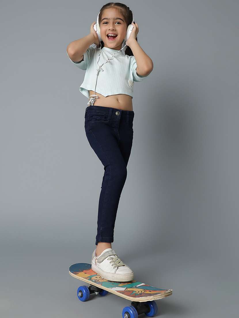 girls navy blue denim plain jeans - 21399282 -  Standard Image - 5